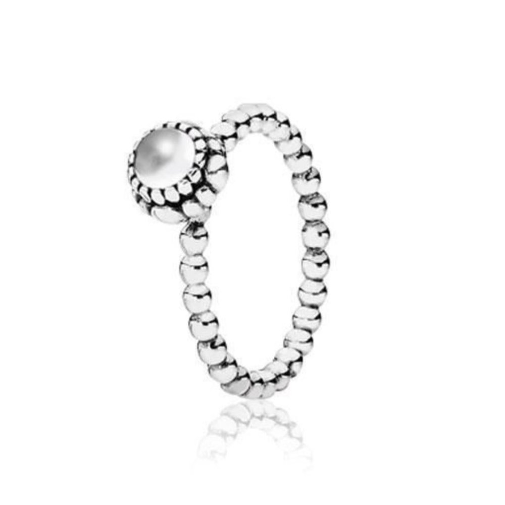 PANDORA Sterling Silver Quartz April Birthday Blooms Ring